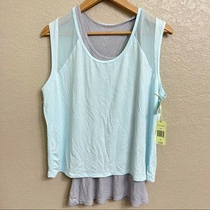 NWT Tangerine Layered active green tank Tops M